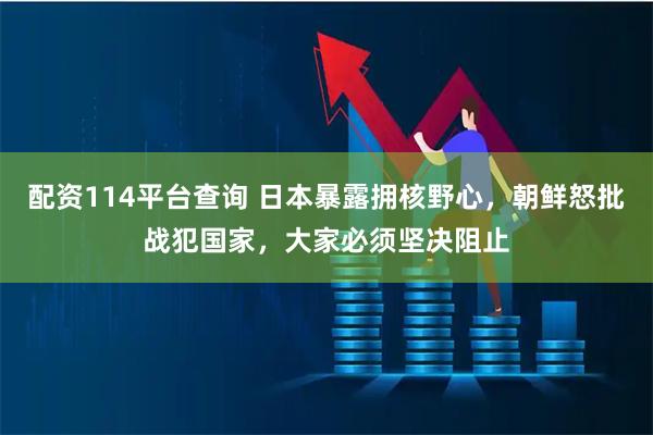 配资114平台查询 日本暴露拥核野心，朝鲜怒批战犯国家，大家必须坚决阻止